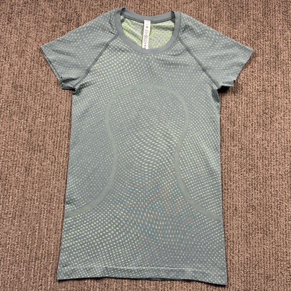Lululemon Swiftly Tech Short Sleeve 2.0 Shirt Tidewater Teal Lime Green Size 6
